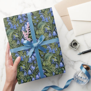 Naturalistic Bluebell Foliage Illustration Wrapping Paper