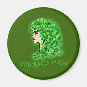 Naturally Curly! With Irish Shamrocks Magnet