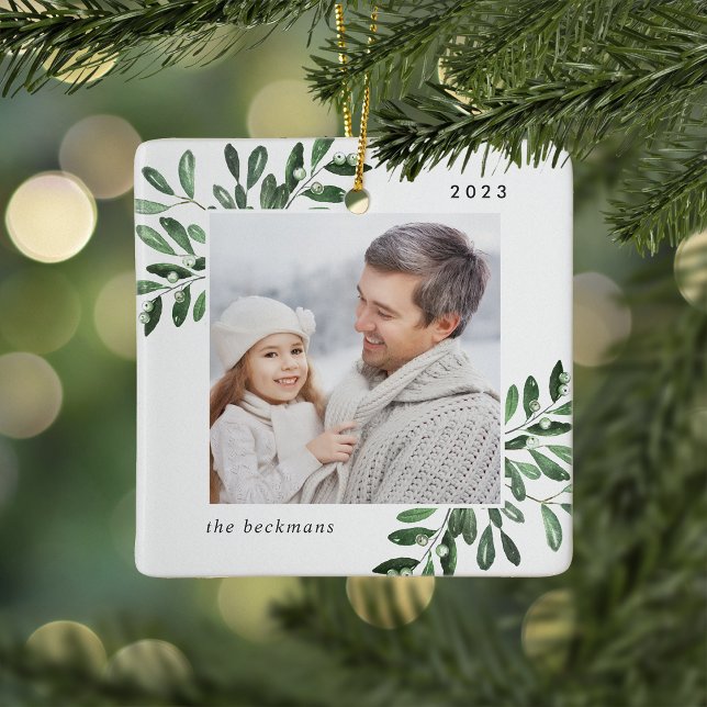 Naturally Joyful | Botanical Personalised Photo Ceramic Ornament (Creator Uploaded)
