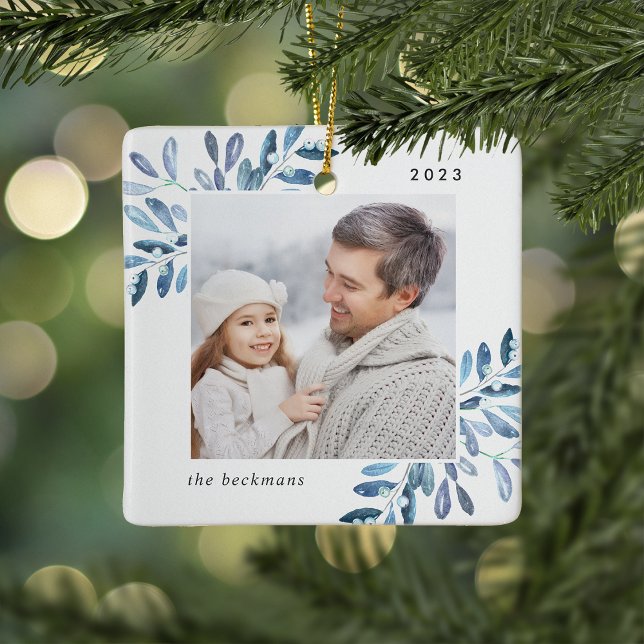 Naturally Joyful | Botanical Personalised Photo Ceramic Ornament (Creator Uploaded)