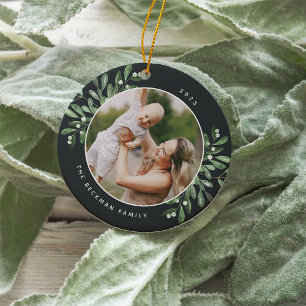 Naturally Joyful Botanical Personalised Photo Ceramic Tree Decoration