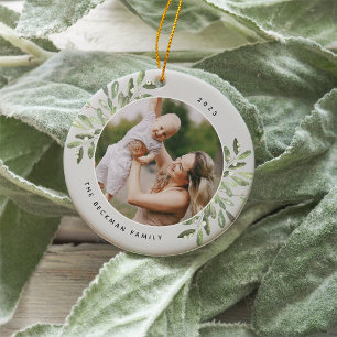 Naturally Joyful Botanical Personalised Photo Ceramic Tree Decoration