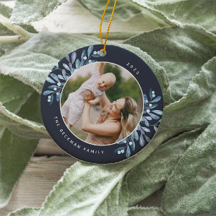 Naturally Joyful   Botanical Personalised Photo Ceramic Tree Decoration