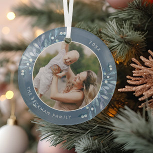 Naturally Joyful Botanical Personalised Photo Glass Tree Decoration