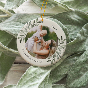 Naturally Joyful   Botanical Personalized Photo Ceramic Tree Decoration