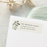 Naturally Joyful Botanical Return Address<br><div class="desc">Designed to coordinate with our Naturally Joyful holiday collection,  return address labels feature a sprig of light green watercolor leaves and foliage with tiny white berries on a warm off-white background. Personalise with your return address in chic off-black lettering.</div>