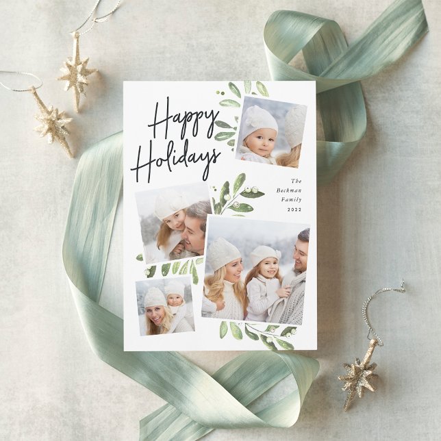 Naturally Joyful | Christmas Photo Collage Holiday Card (Creator Uploaded)