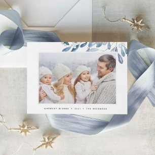 Naturally Joyful   Elegant Botanical Photo Holiday Card