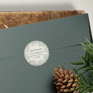 Naturally Joyful   Holiday Return Address Classic Round Sticker