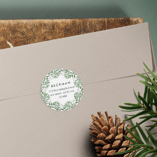 Naturally Joyful   Holiday Return Address Classic Round Sticker