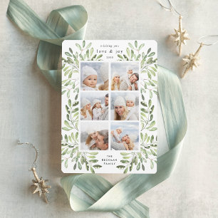 Naturally Joyful Watercolor Holiday Photo Collage Card