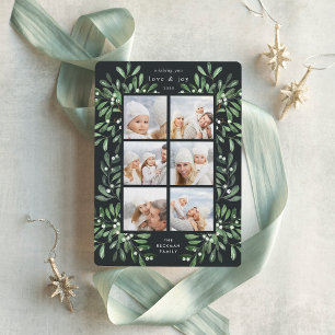 Naturally Joyful Watercolor Holiday Photo Collage Card