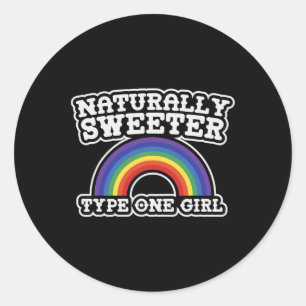 Naturally Sweeter Type One Girl Diabetes Awareness Classic Round Sticker
