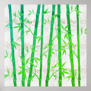 Naturals Abstract Green Bamboo Rustic Poster