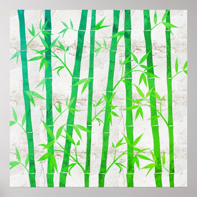 Naturals Abstract Green Bamboo Rustic Poster (Front)