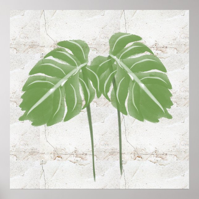 Naturals Abstract Monstera Leaves Rustic Poster (Front)