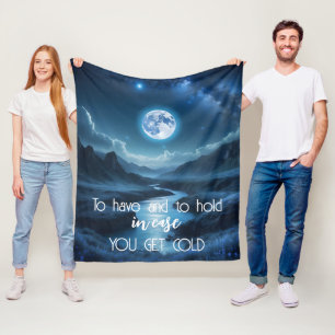 Nature Abstract Blue Celestial Night Moon River  Fleece Blanket