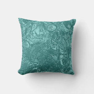 Nature Abstract Glam Glitter Aqua Blue Mint Cushion
