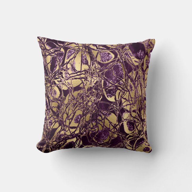 Nature Abstract Glam Glitter Purple Amethyst Plum Cushion (Front)