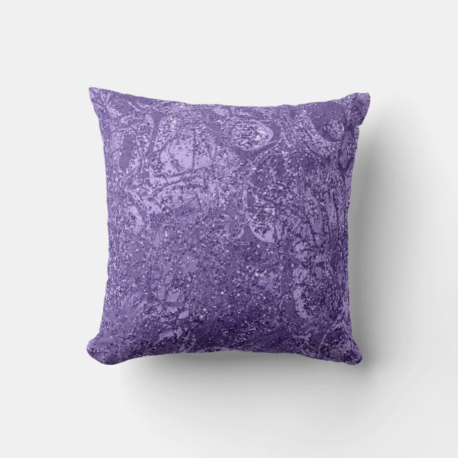 Nature Abstract Glam Glitter Purple Amethyst Viole Cushion (Front)