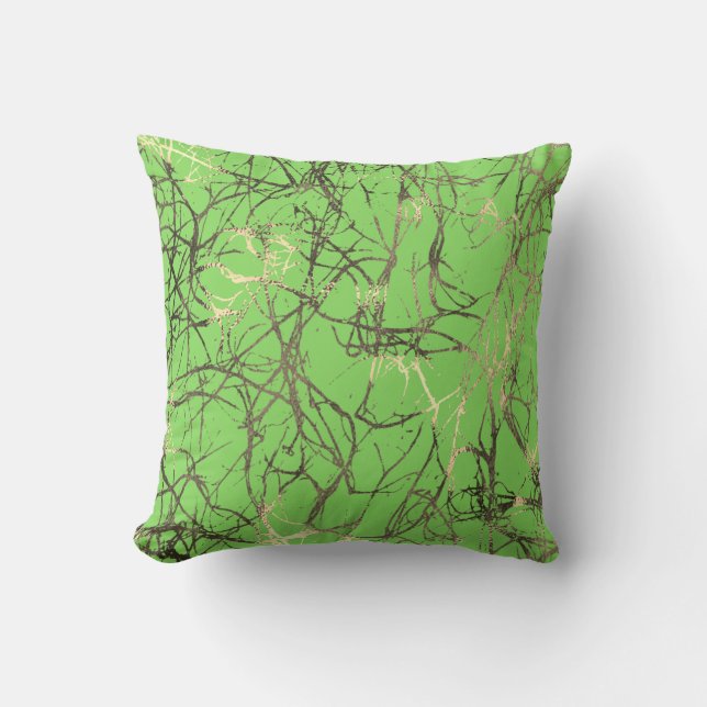 Nature Abstract Green Lime Sepia Gold Nerves VIP Cushion (Front)