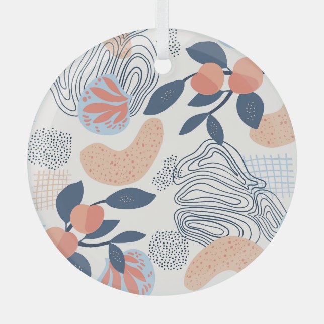 Nature Abstract Shapes Seamless Pattern Glass Tree Decoration (Front)