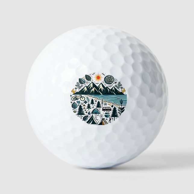 Nature Adventure Camping Travel Exploration Golf Balls (Front)