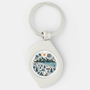 Nature Adventure Camping Travel Exploration Key Ring