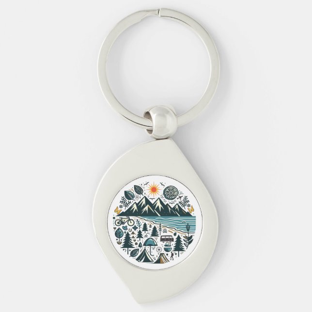 Nature Adventure Camping Travel Exploration Key Ring (Front)