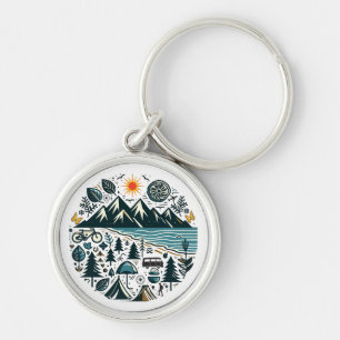 Nature Adventure Camping Travel Exploration Key Ring