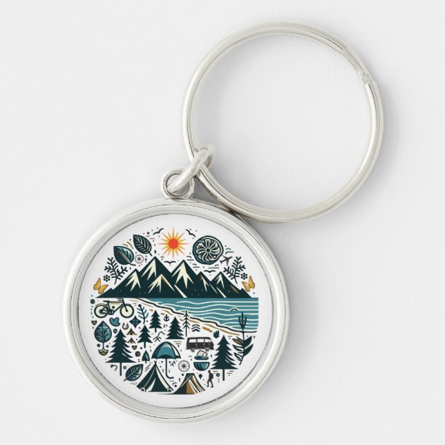 Nature Adventure Camping Travel Exploration Key Ring (Front)