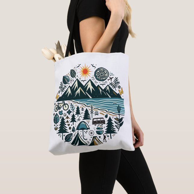 Nature Adventure Camping Travel Exploration Tote Bag (Close Up)