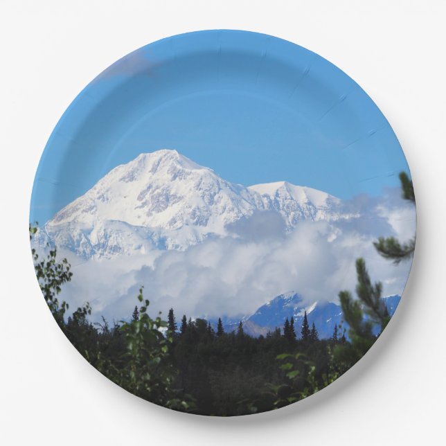 Nature Alaska Denali Scenery Photo Paper Plate (Front)