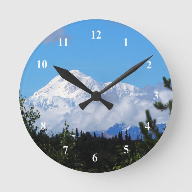 Nature Alaska Denali Scenery Photo Round Clock (Front)