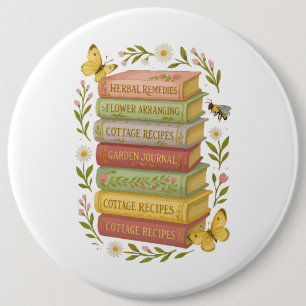 Nature and Book Lover Botanical Stack 6 Cm Round Badge