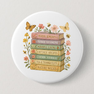 Nature and Book Lover Botanical Stack 7.5 Cm Round Badge