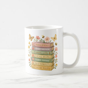 Nature and Book Lover Botanical Stack Coffee Mug