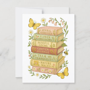 Nature and Book Lover Botanical Stack Postcard