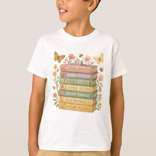 Nature and Book Lover Botanical Stack T-Shirt
