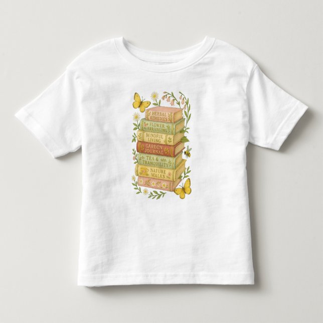 Nature and Book Lover Botanical Stack Toddler T-Shirt (Front)