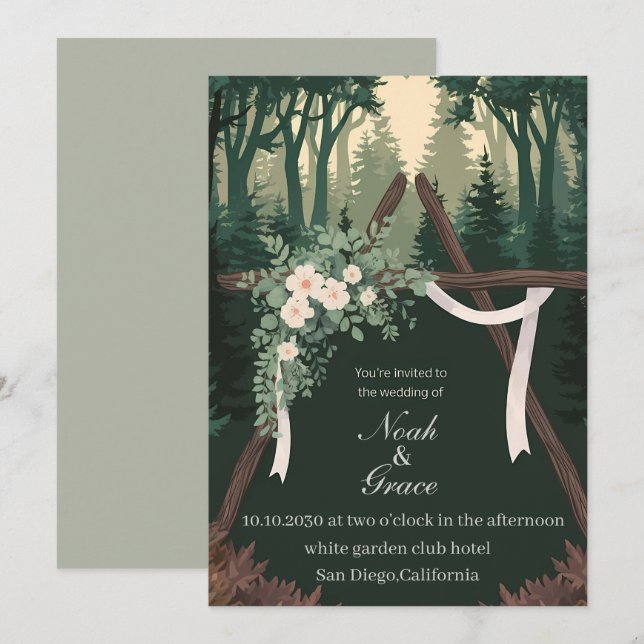 Nature and Forest-Themed Wedding Invitation Card (Front/Back)