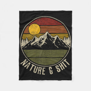 Nature And - Funny Vintage Mountains Hiking Campin Fleece Blanket