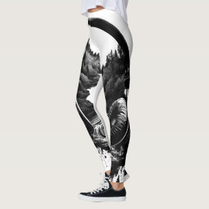 Nature and Music Headphones–Black and White Artist Leggings