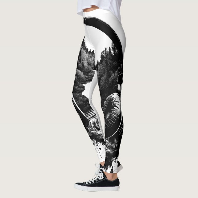 Nature and Music Headphones–Black and White Artist Leggings (Left)