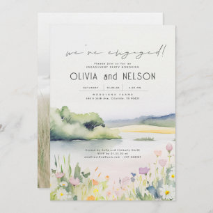 Nature and Wildflowers Engagement Party Photo  Invitation