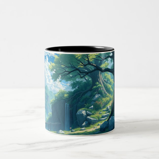 nature anime style Two-Tone coffee mug (Center)