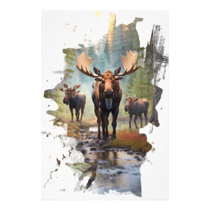 *~* Nature AP49 MOOSE Artsy Stream Forest  Photo Print