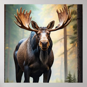 *~* Nature AP49 MOOSE Woods Forest Climb Mountain Poster