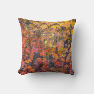 nature art autumn leaves red and yellow cushion
