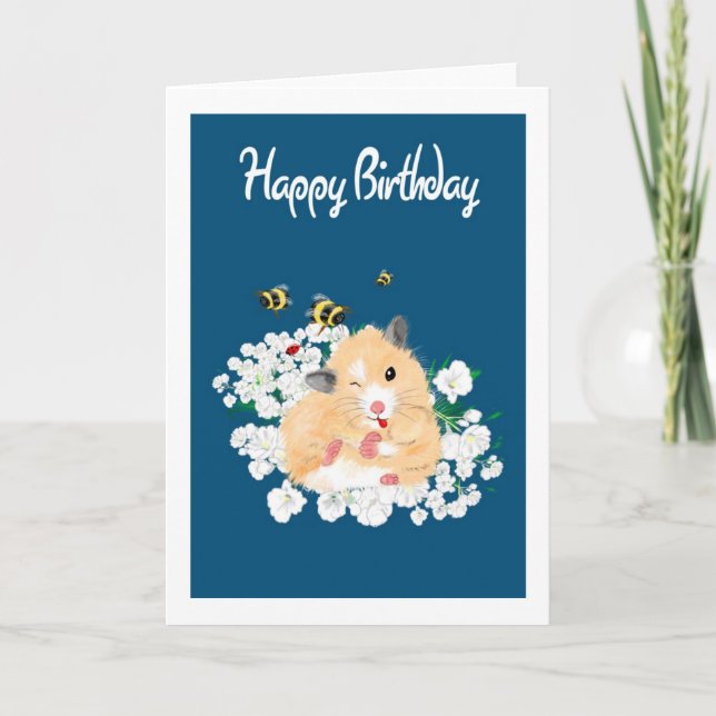 Nature Art Birthday Card - Funny Hamster (Front)